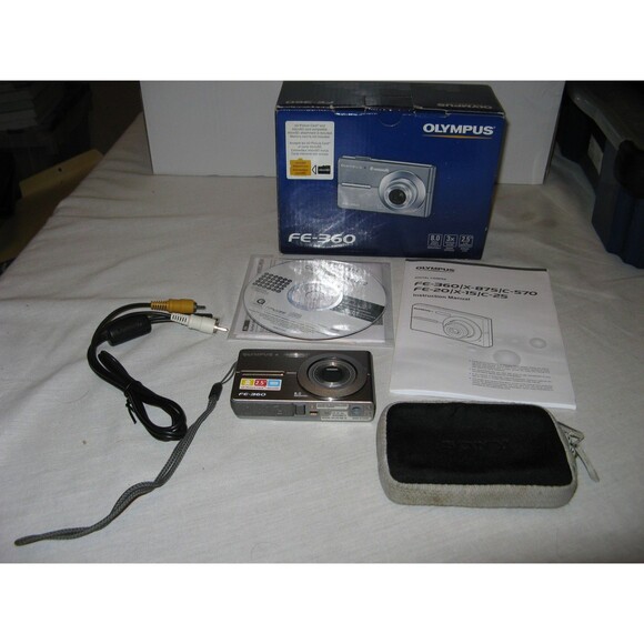 Olympus FE-360 Digital Camera Silver in Original Box w SD Card & Battery - Picture 1 of 6